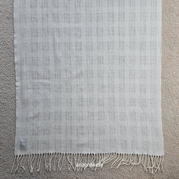 Woven Wool Scarf Ivory Woolmark - Picture 4 of 12